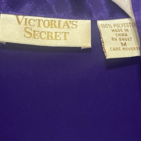 Victorias Secret Gold Label Satin Pajama Set Sz M Purple Crest‎ Lounge Luxury - Picture 6 of 13